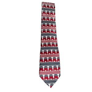 Parquet Mens Republican Elephant Red, White and Blue Neck Tie Polyester